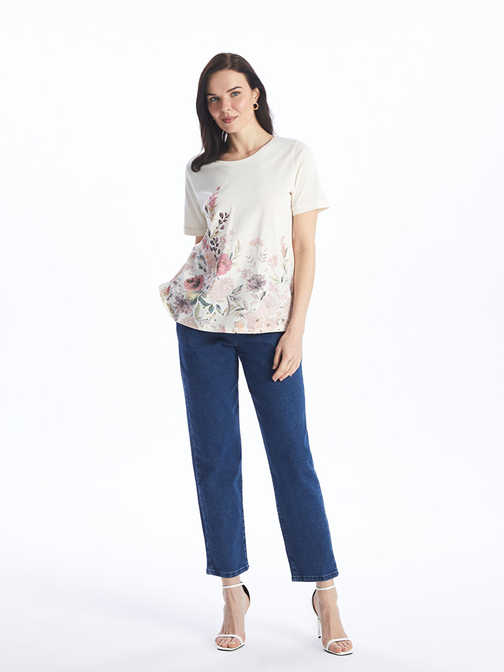 İndigo Beli Lastikli Straight Fit Kadın Jean Pantolon-1