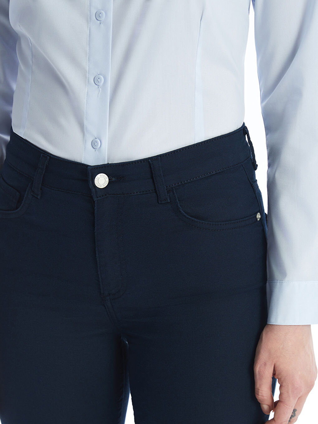 Slim Fit Plain Flared Women's Trousers-2