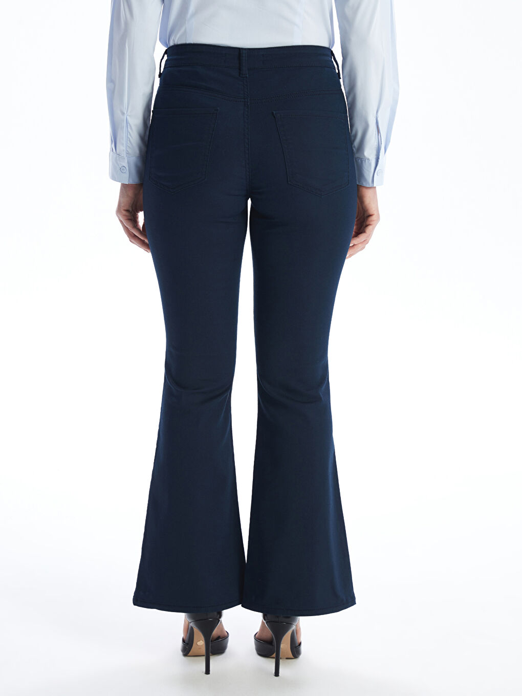 Slim Fit Plain Flared Women's Trousers-4