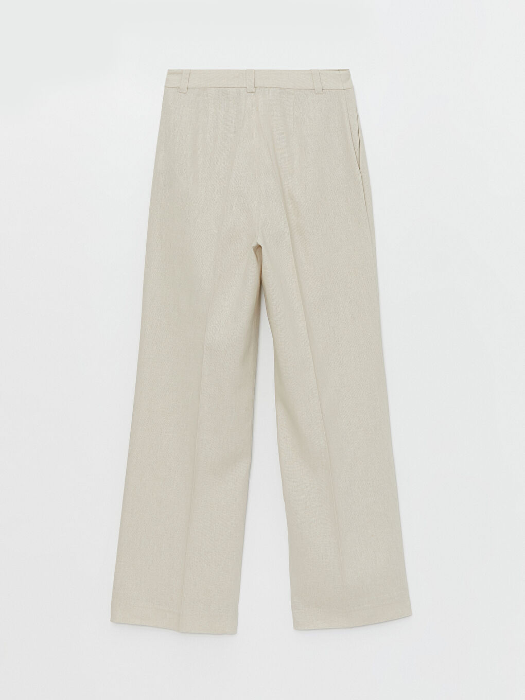 Regular Fit Plain Linen Blend Women's Trousers -S4JN91Z8-VL2