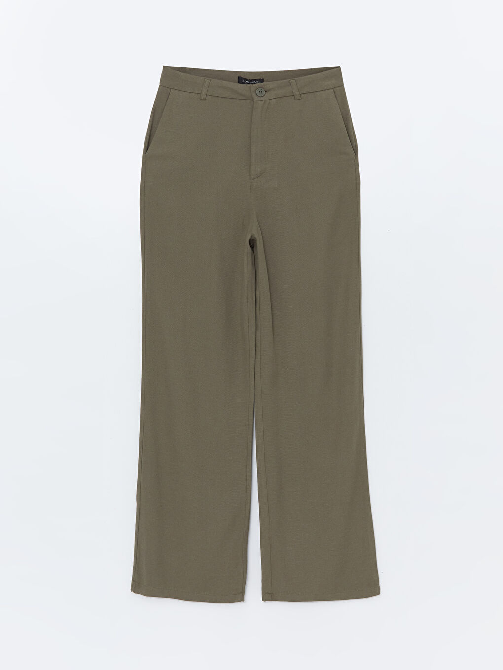 Slim Fit Plain Linen Blend Women's Trousers-3
