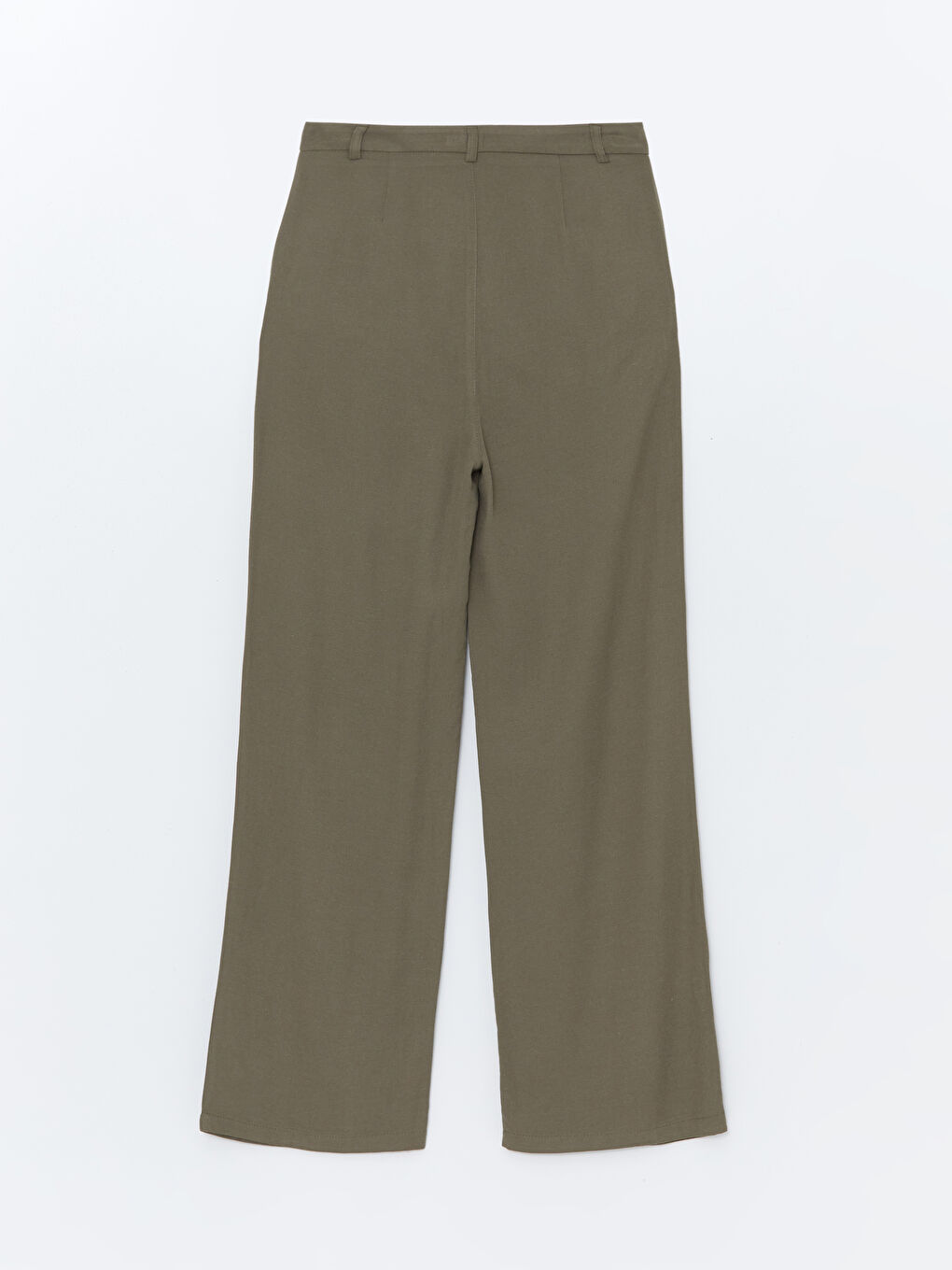 Slim Fit Plain Linen Blend Women's Trousers-4
