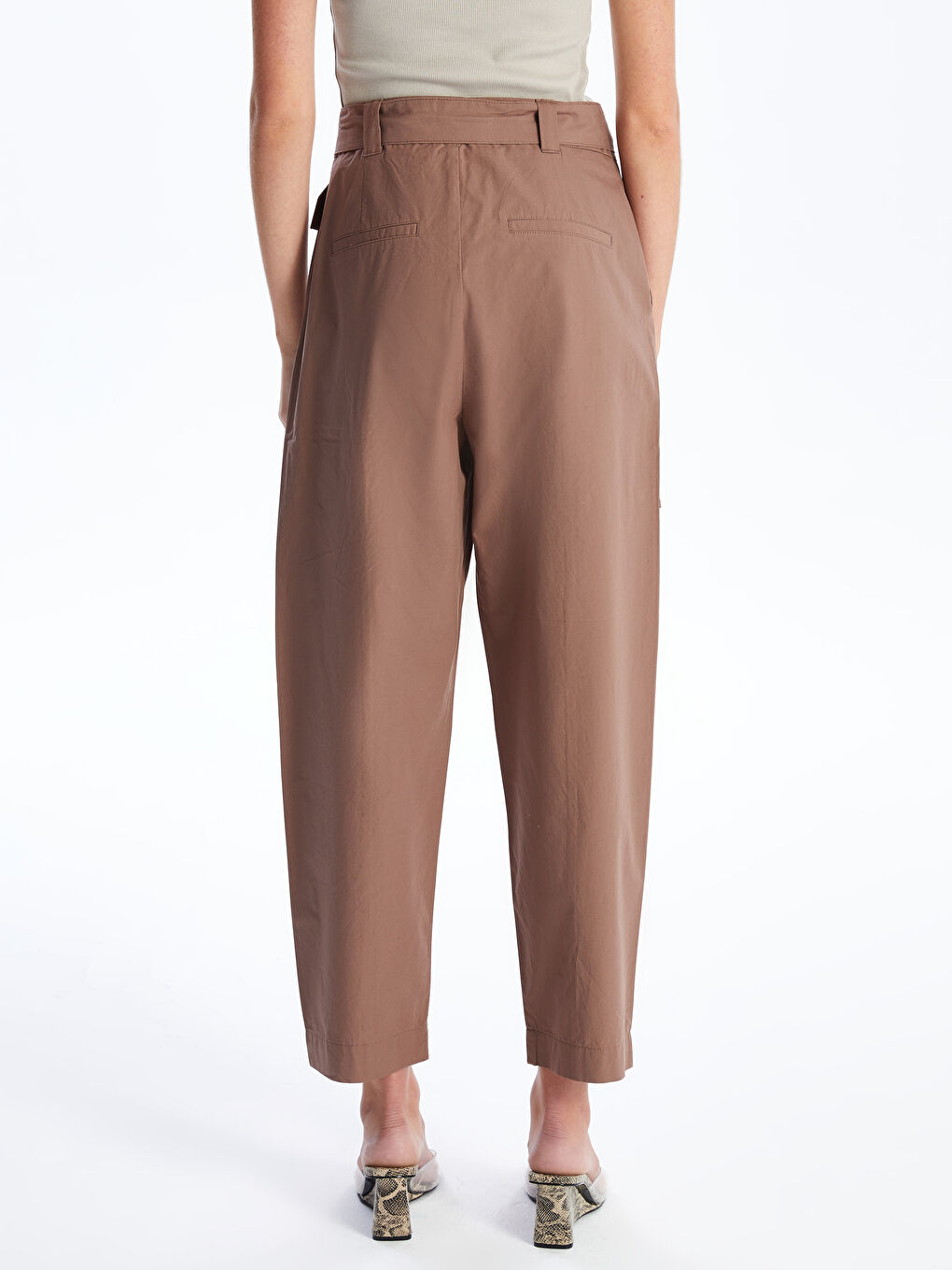 Belted Waist Slim Fit Women's Cargo Trousers -S4JN98Z8-YH8