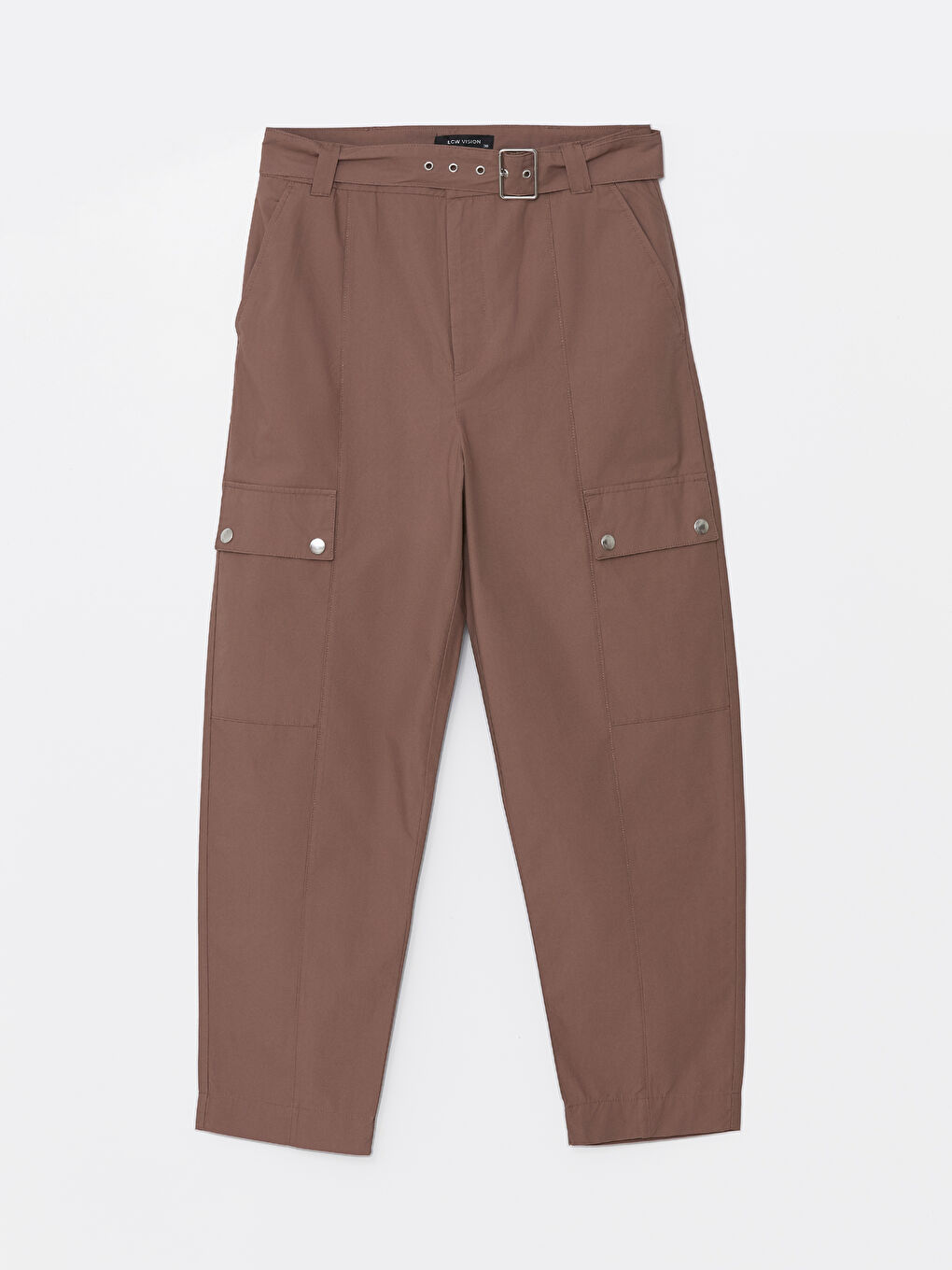 Belted Waist Slim Fit Women's Cargo Trousers -S4JN98Z8-YH8