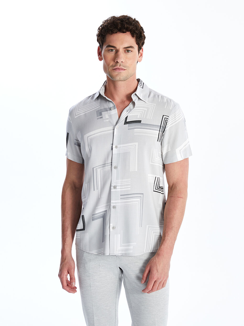 Ерлерге арналған вискоза стандартты пішім жейде-1