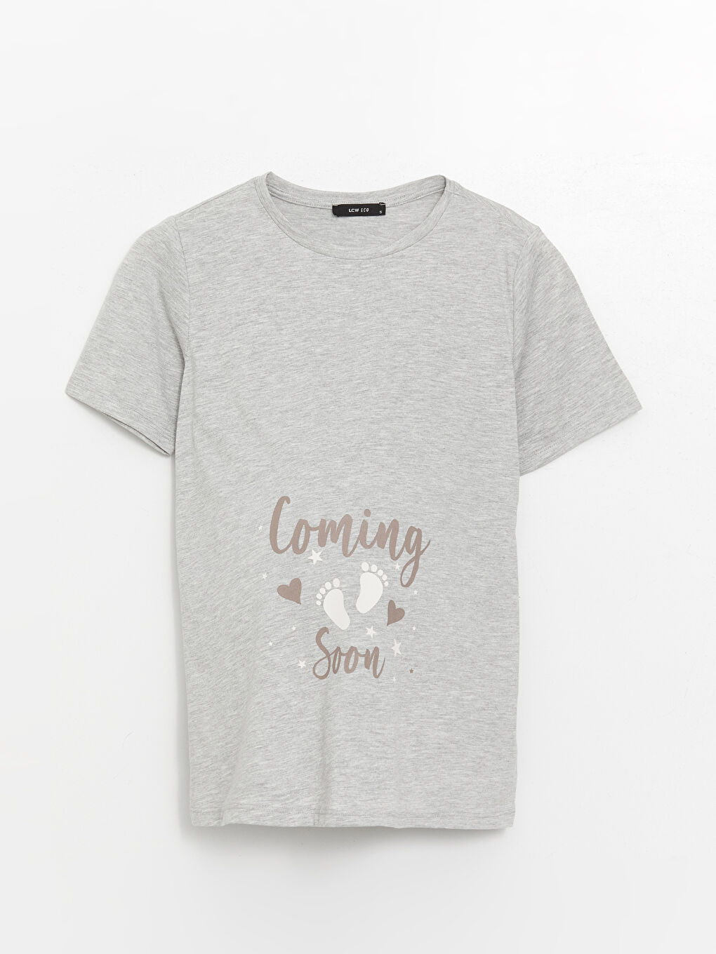 Crew Neck Printed Short Sleeve Maternity T-shirt -S4JO98Z8-CT3