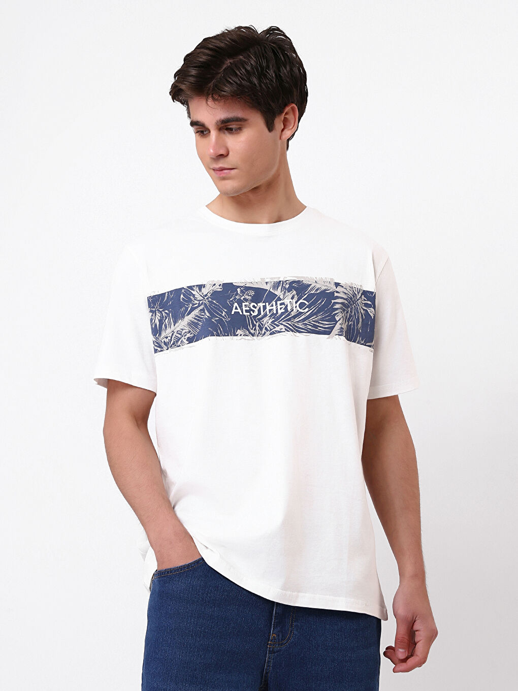 Crew Neck Printed Short Sleeve Men's T-Shirt