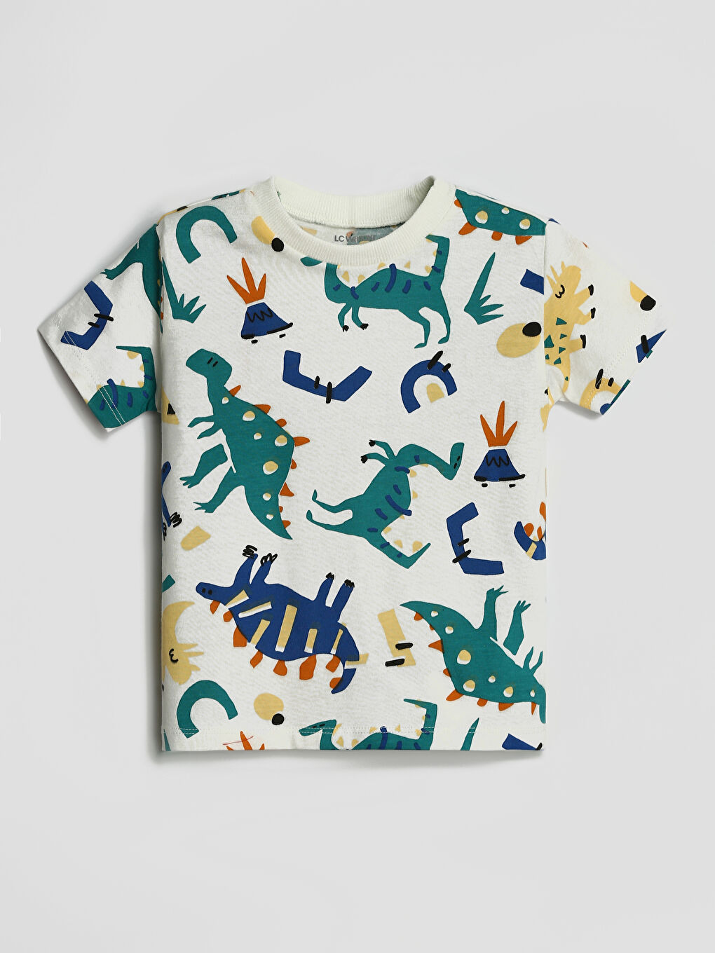 تيشيرت بياقة دائرية مطبوع وشورت للأولاد الرضع - طقم من قطعتين-1