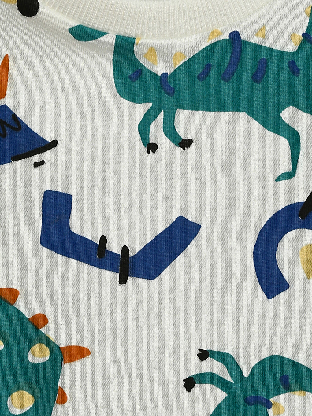 تيشيرت بياقة دائرية مطبوع وشورت للأولاد الرضع - طقم من قطعتين-3