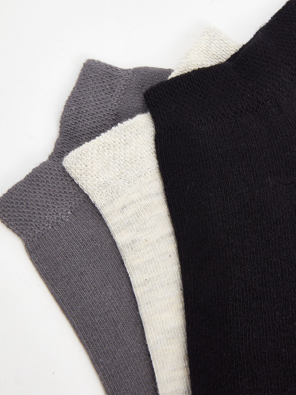Gri Kadın Düz Patik Çorap 3'lü-2