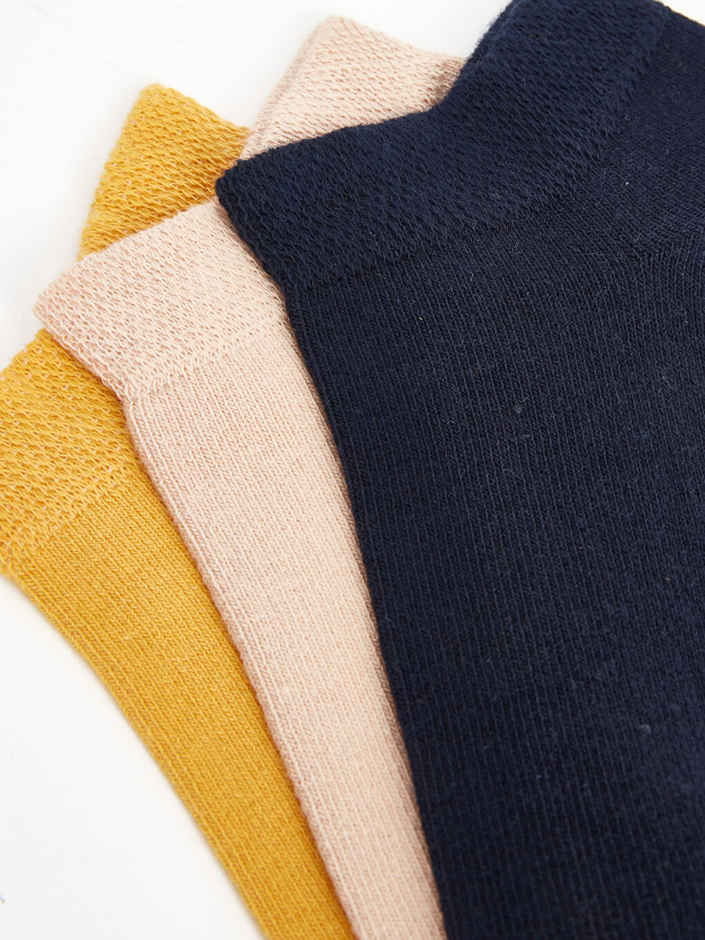 Ekru Kadın Düz Patik Çorap 3'lü-2