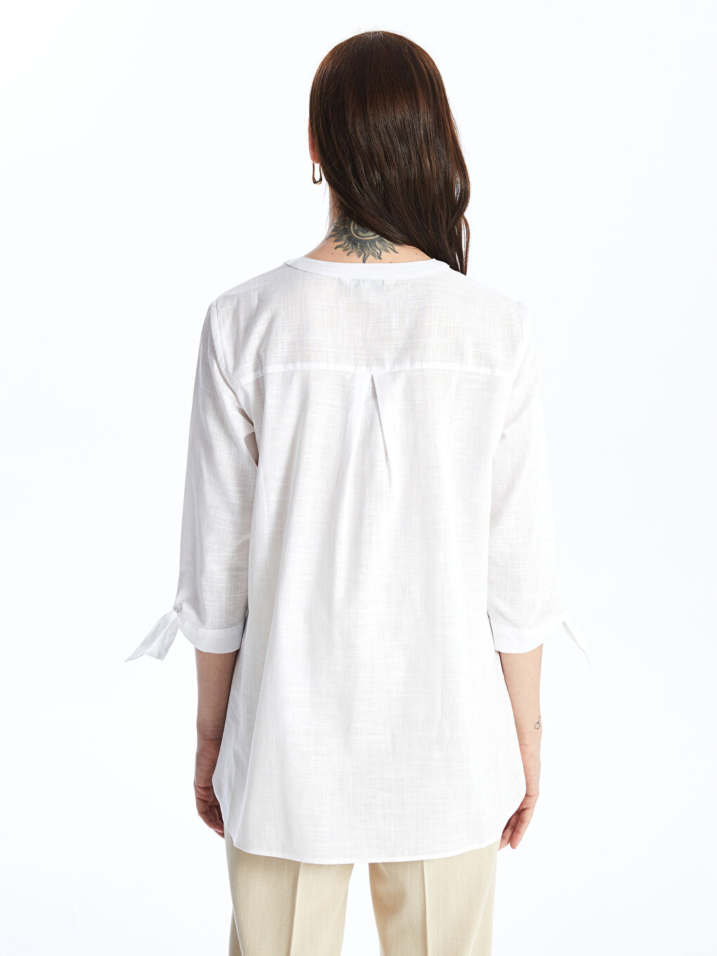 Women's Notch Neck Plain Blouse -S4JP97Z8-KE8