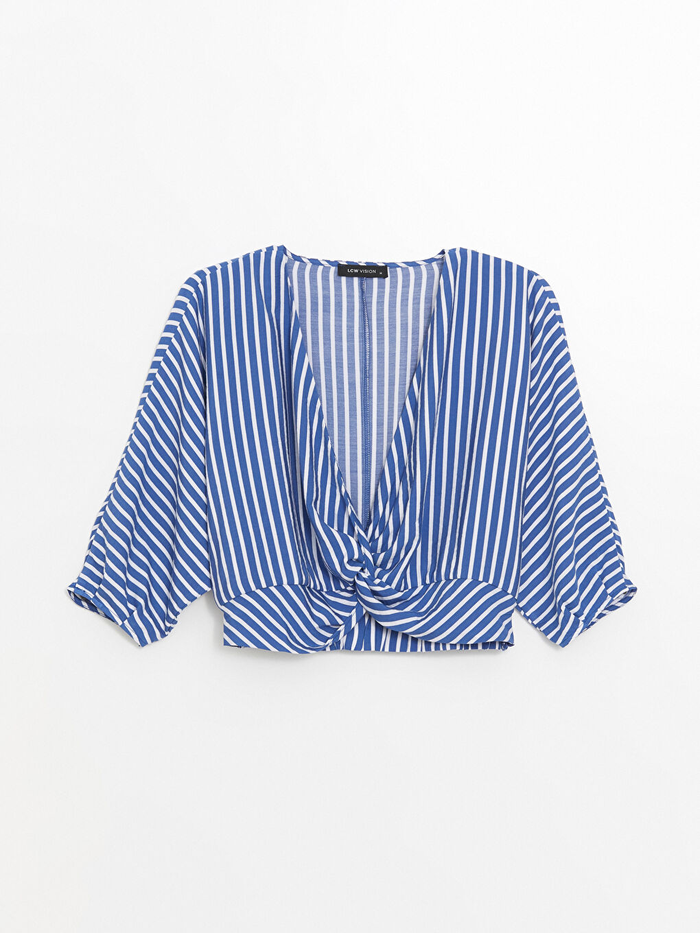 V Neck Striped Oversize Women's Blouse -S4JP99Z8-LEN