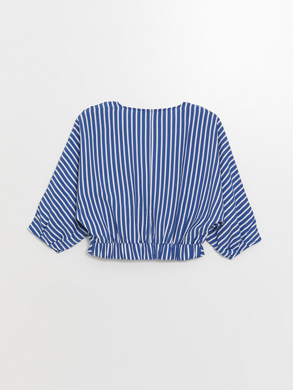 V Neck Striped Oversize Women's Blouse -S4JP99Z8-LEN