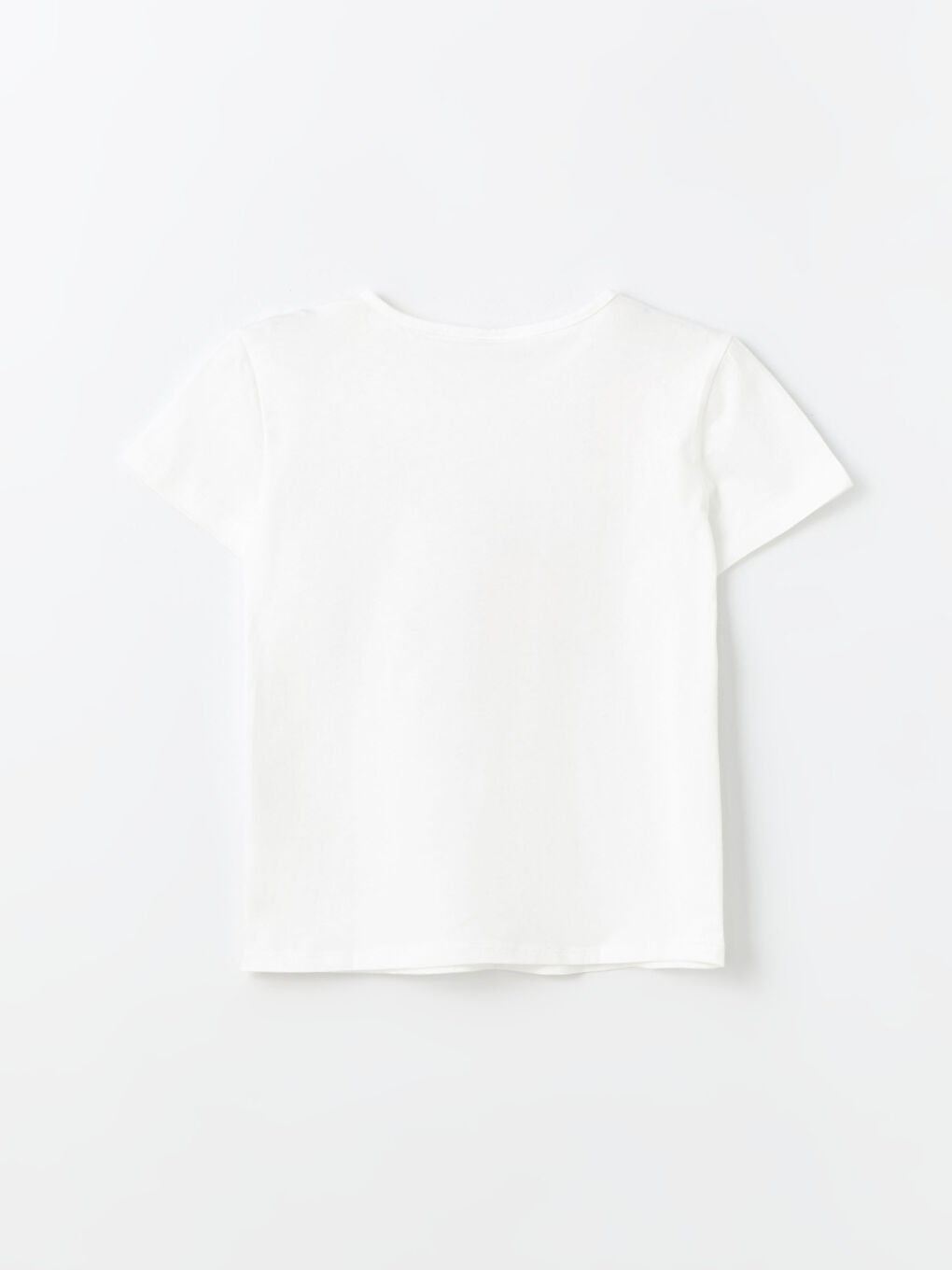 Ekru Bisiklet Yaka Baskılı Kısa Kollu Kız Çocuk Tişört ve Taç-4