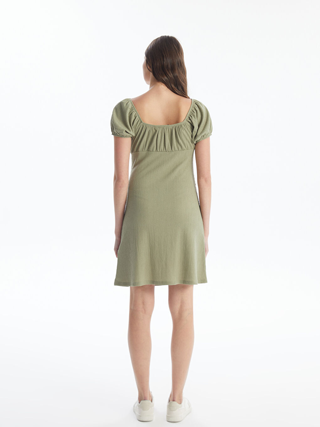 LCW Vision Slash Neck Plain Short Sleeve Women's Dress -S4JQ81Z8-GUY