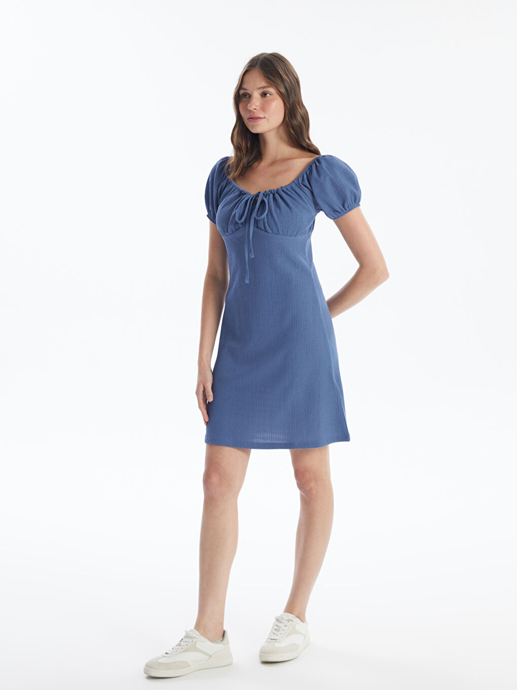 Slash Neck Plain Short Sleeve Women's Dress -S4JQ81Z8-H7T