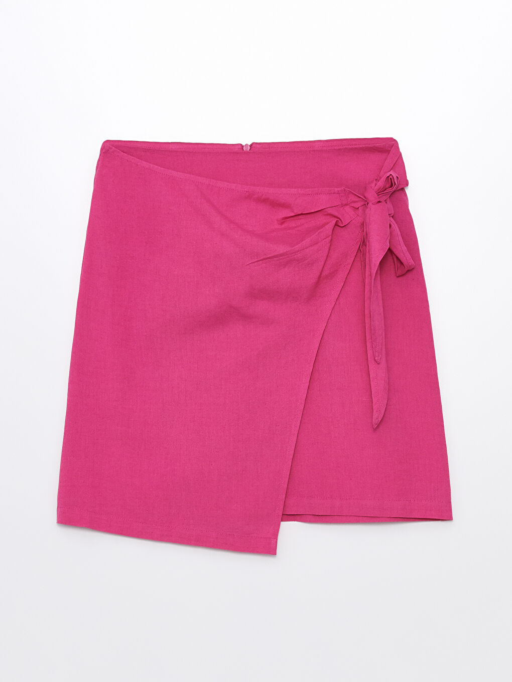 Women's Plain Linen Blend Skirt with Waist Tie -S4JR18Z8-R29