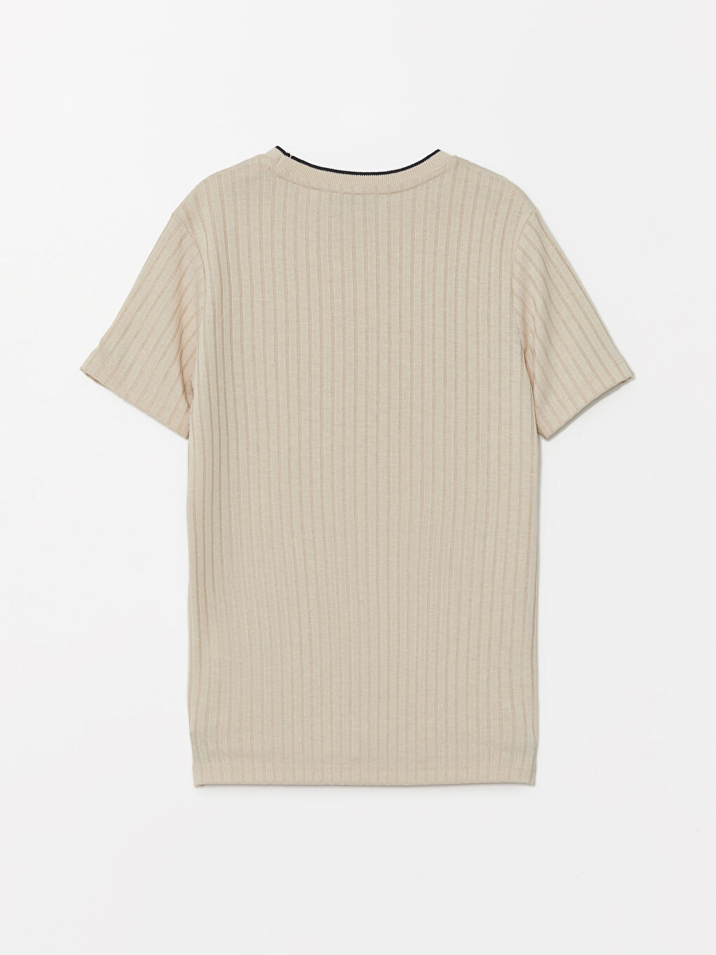 Bej Bisiklet Yaka Kısa Kollu Erkek Çocuk Tişört-1