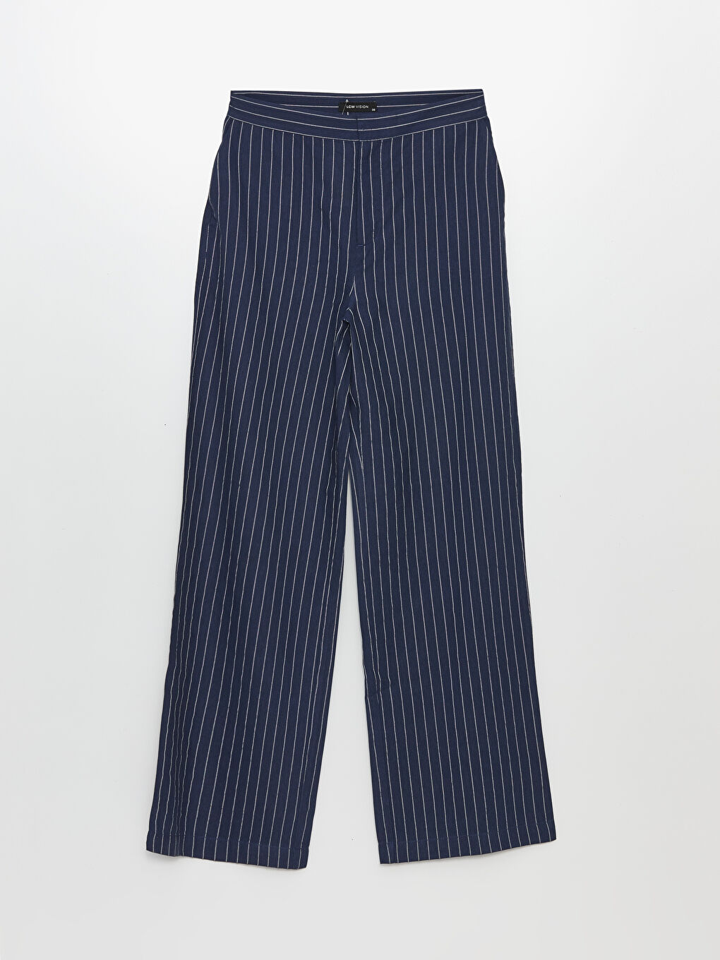 Standard Fit Striped Linen Blend Women's Trousers -S4JR49Z8-LGS
