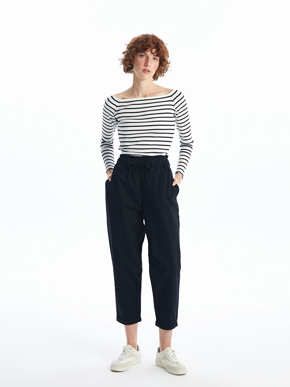 Elasticated Waist Relaxed Fit Women's Trousers -S4JR74Z8-CVL