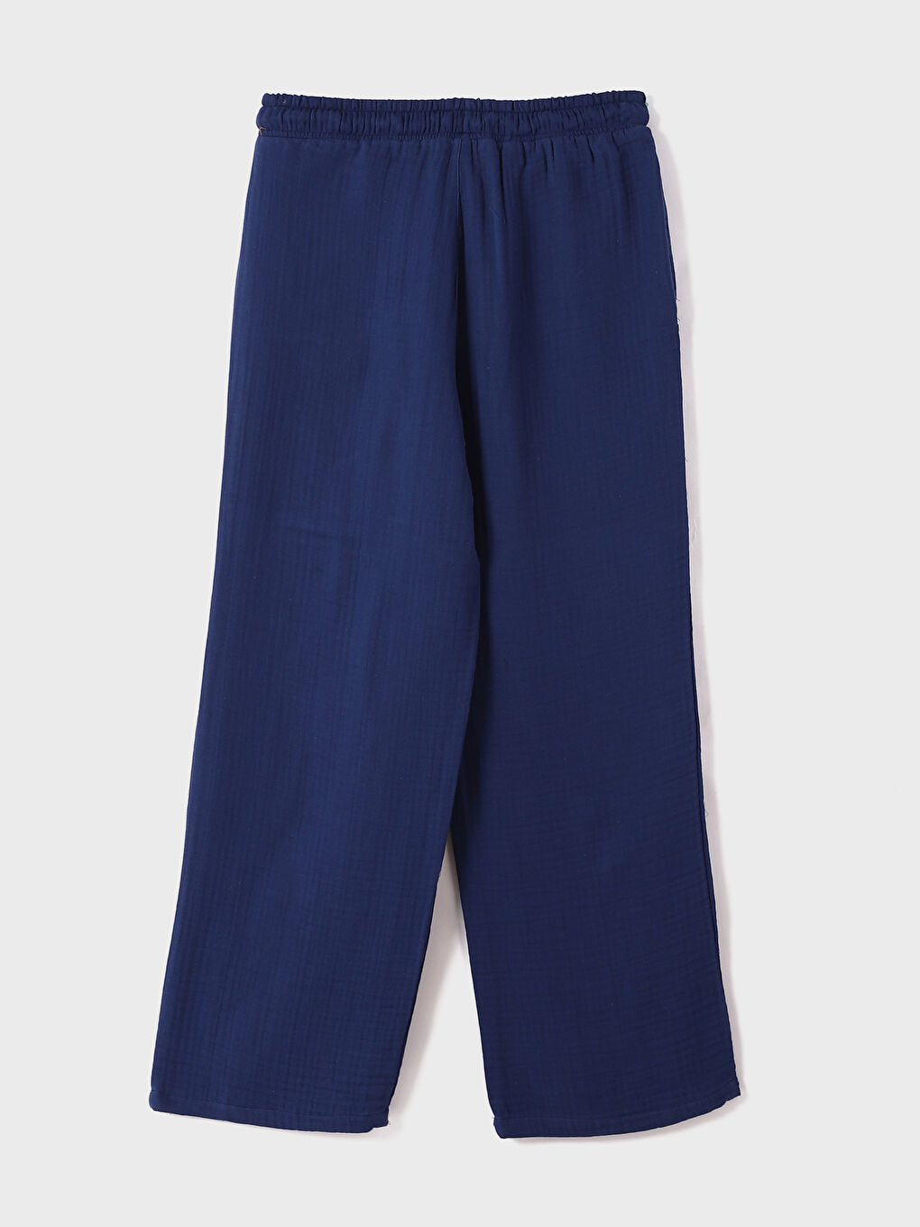 بنطلون واسع الساق سادة بخصر مرن للسيدات-1