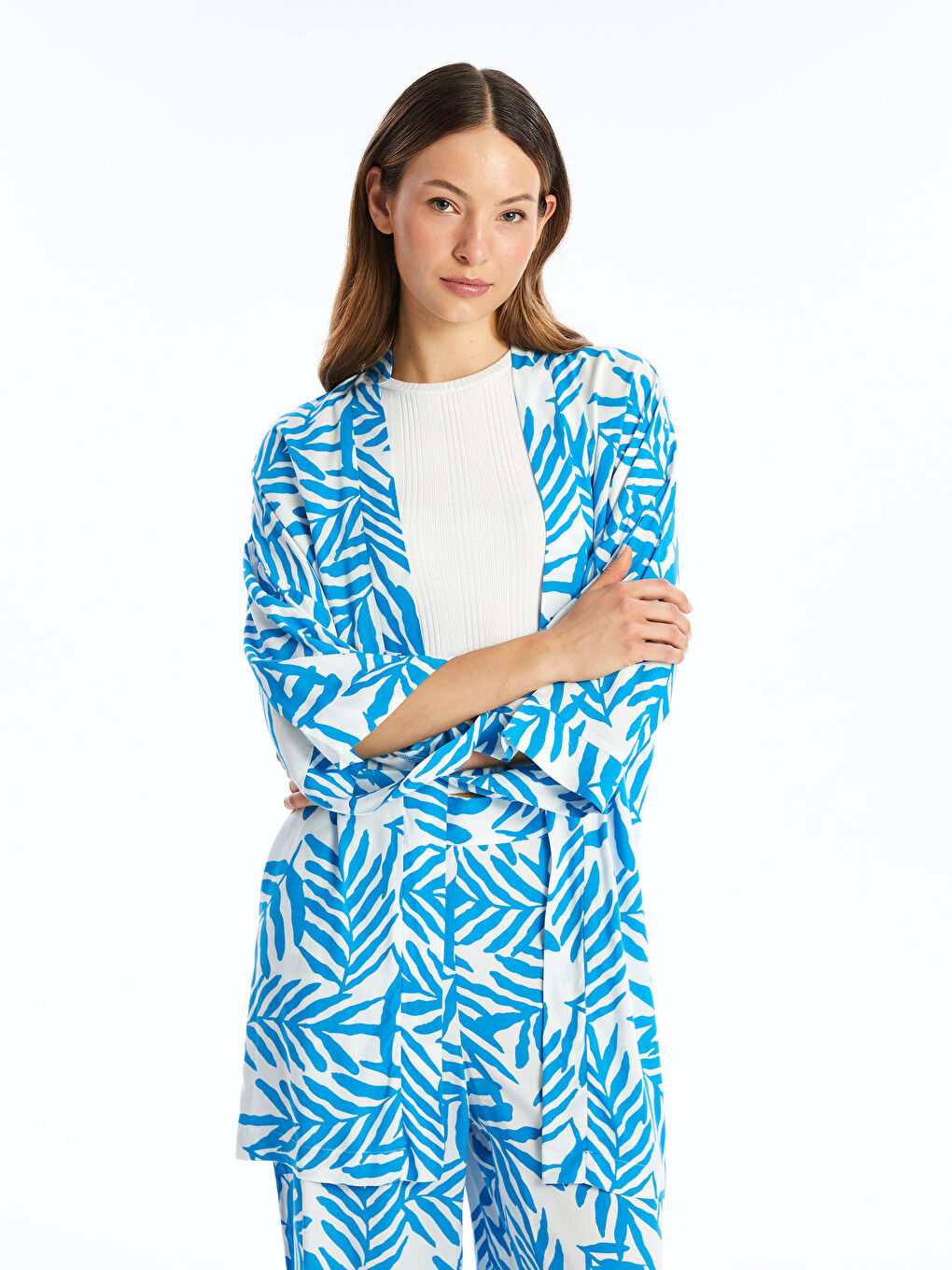 Shawl Collar Patterned Oversize Women's Kimono