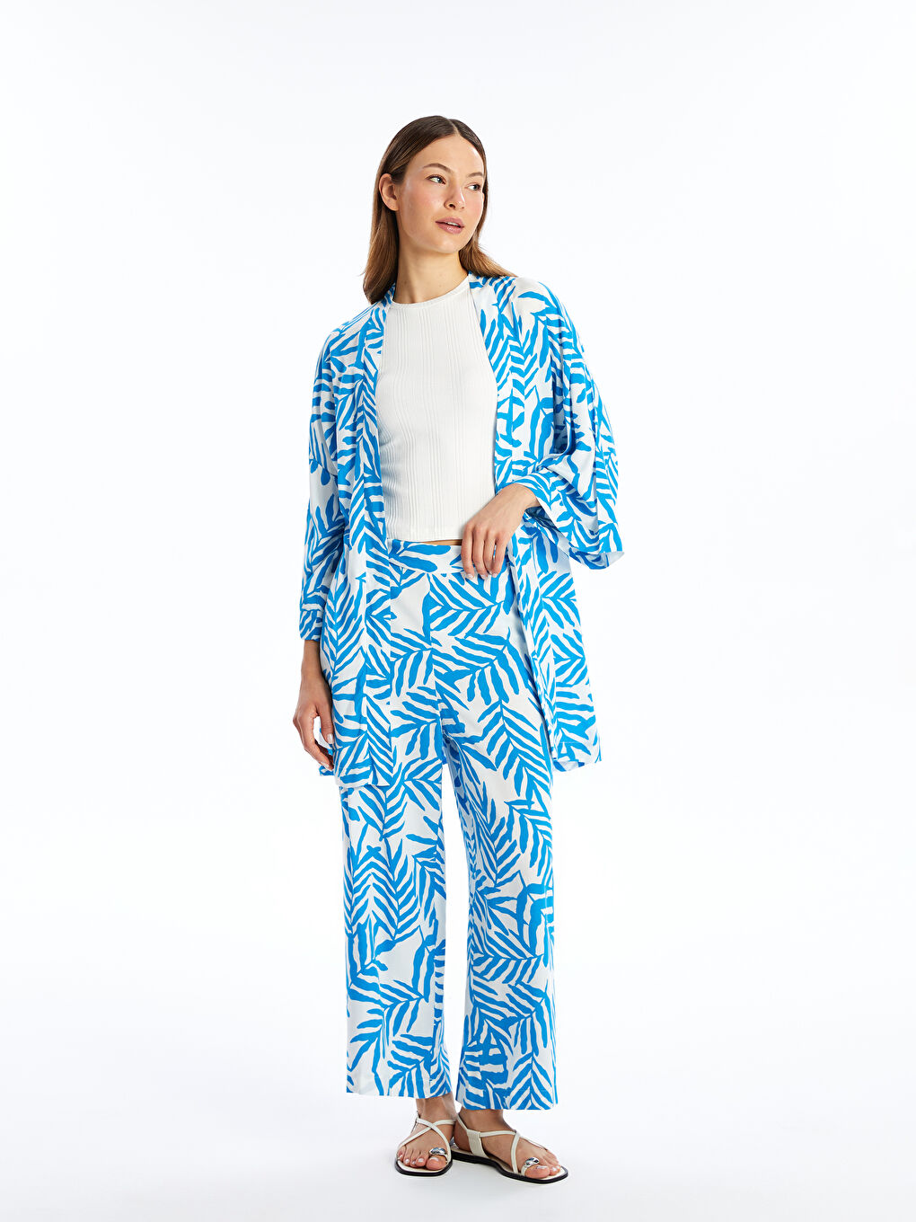 Shawl Collar Patterned Oversize Women's Kimono-1