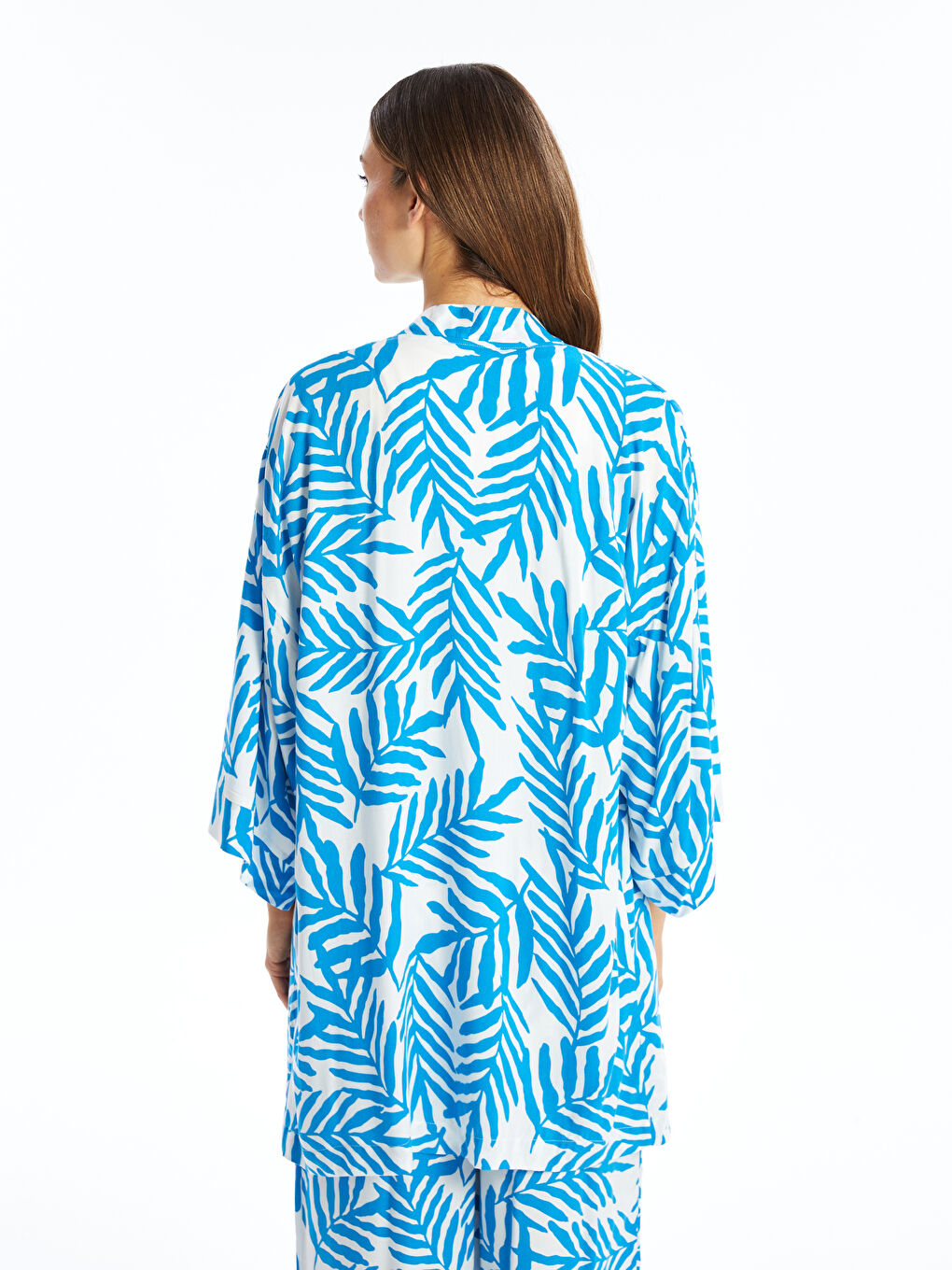 Shawl Collar Patterned Oversize Women's Kimono-3