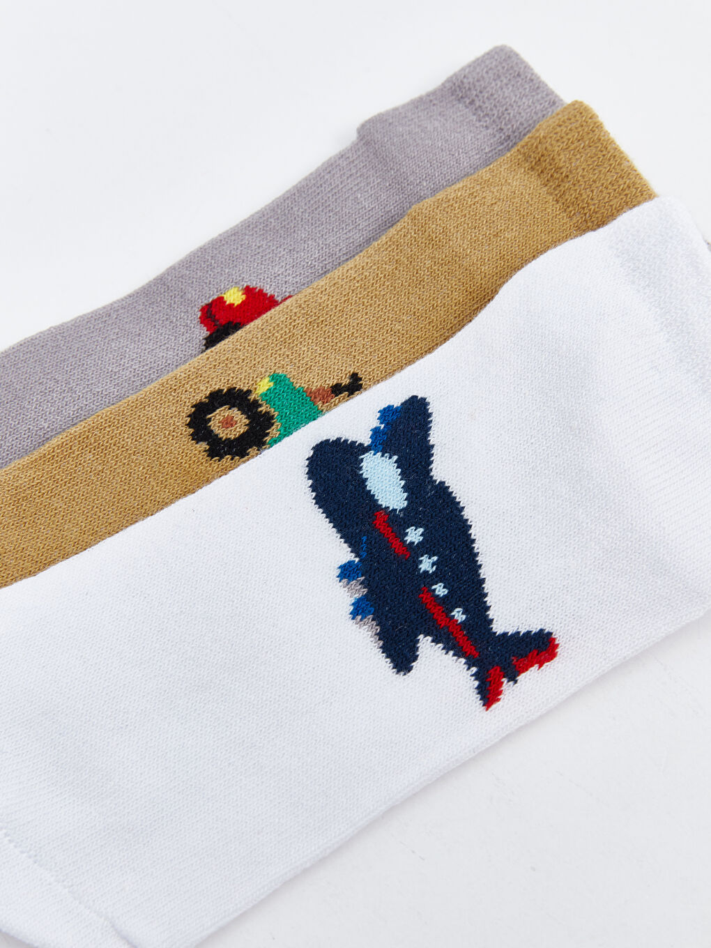 Gri Baskılı Erkek Bebek Patik Çorap 3'lü-2
