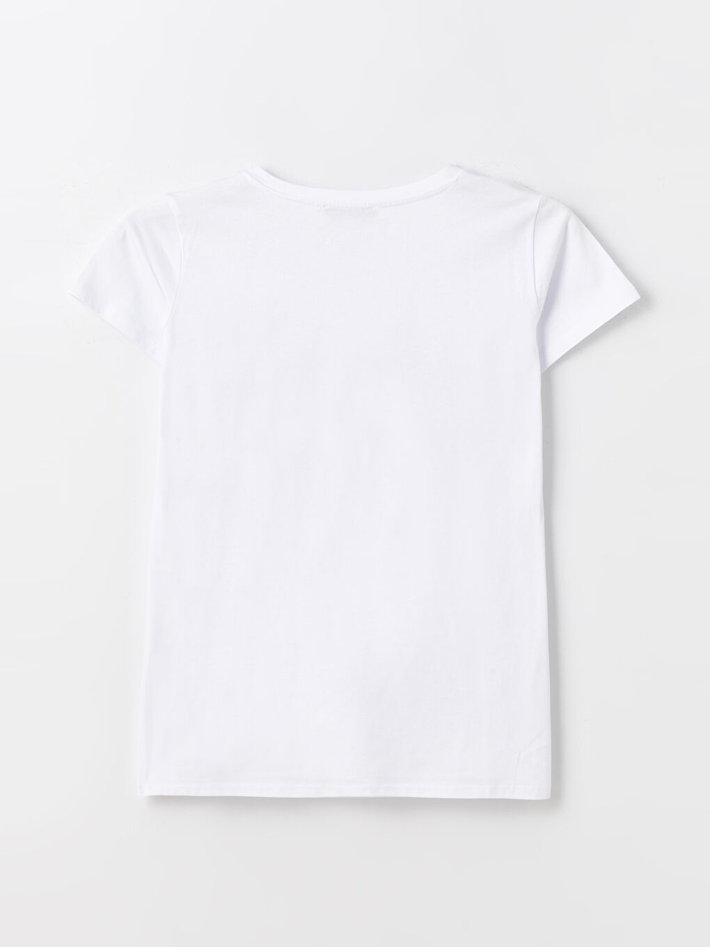 Beyaz Bisiklet Yaka Düz Kısa Kollu Kadın Tişört-6