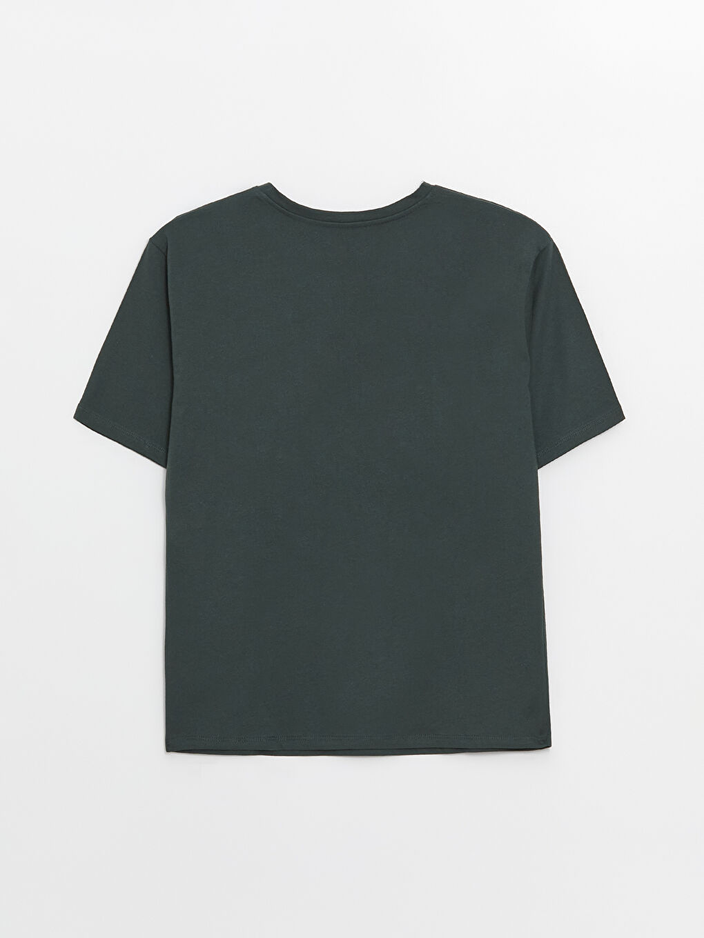 Yeşil Bisiklet Yaka Baskılı Kısa Kollu Oversize Kadın Tişört-6