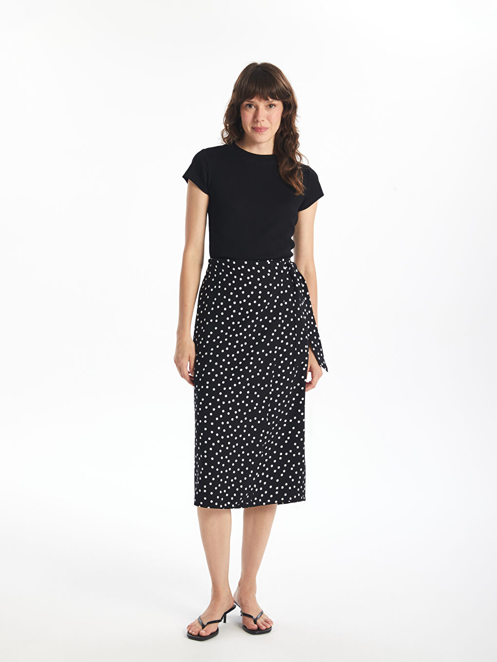 Women's Polka Dot Skirt with Elastic Waist