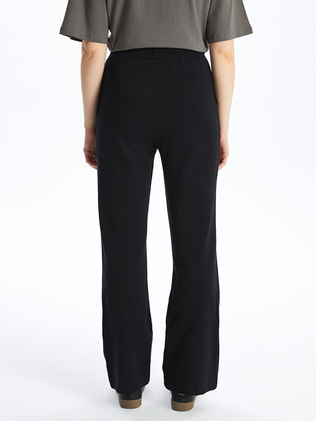 Siyah Kadın Beli Lastikli Düz Eşofman Altı-9