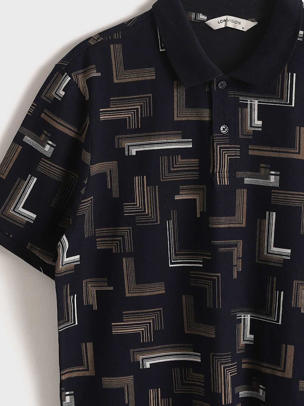 Polo Neck Short Sleeve Patterned Pike Men's T-shirt -S4JT24Z8-RFH