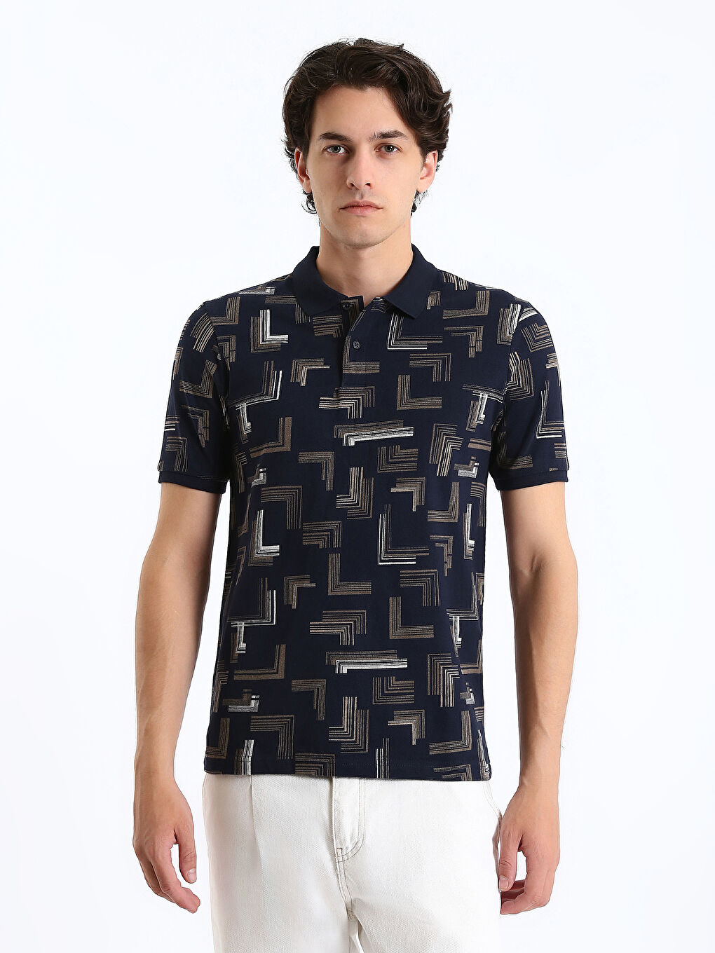 LCW Vision Polo Neck Short Sleeve Patterned Pique Men's T-Shirt -S4JT24Z8-RFH