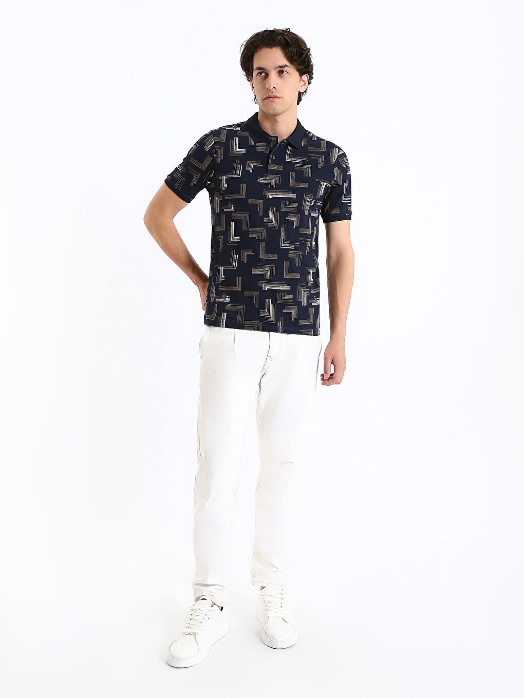LCW Vision Polo Neck Short Sleeve Patterned Pique Men's T-Shirt -S4JT24Z8-RFH