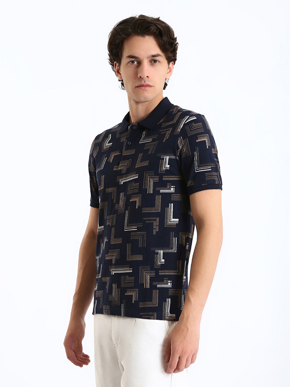 LCW Vision Polo Neck Short Sleeve Patterned Pique Men's T-Shirt -S4JT24Z8-RFH