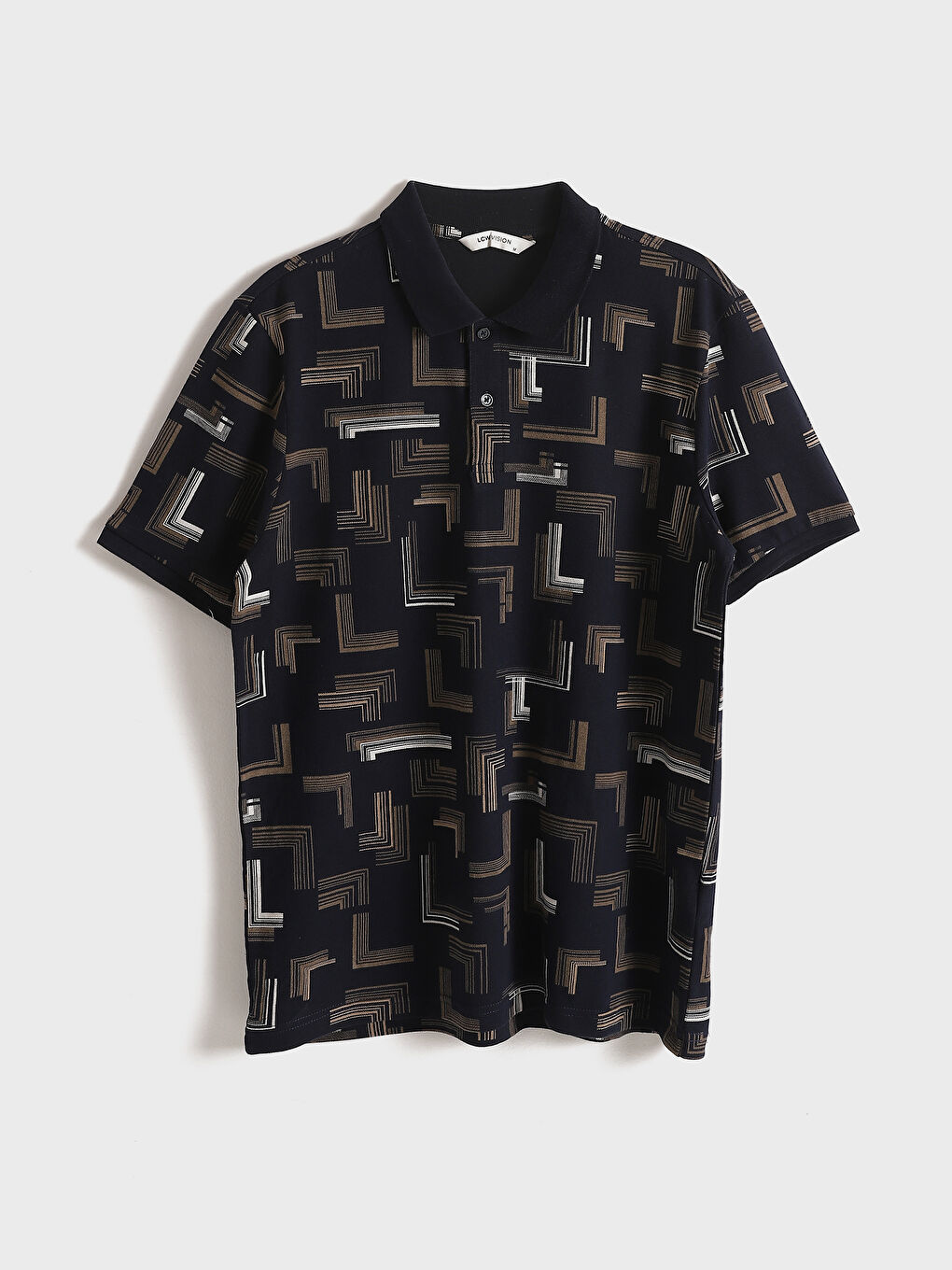 Polo Neck Short Sleeve Patterned Pike Men's T-shirt -S4JT24Z8-RFH