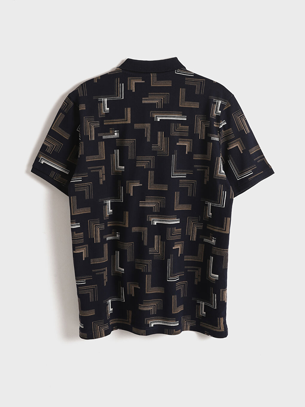 Polo Neck Short Sleeve Patterned Pike Men's T-shirt -S4JT24Z8-RFH