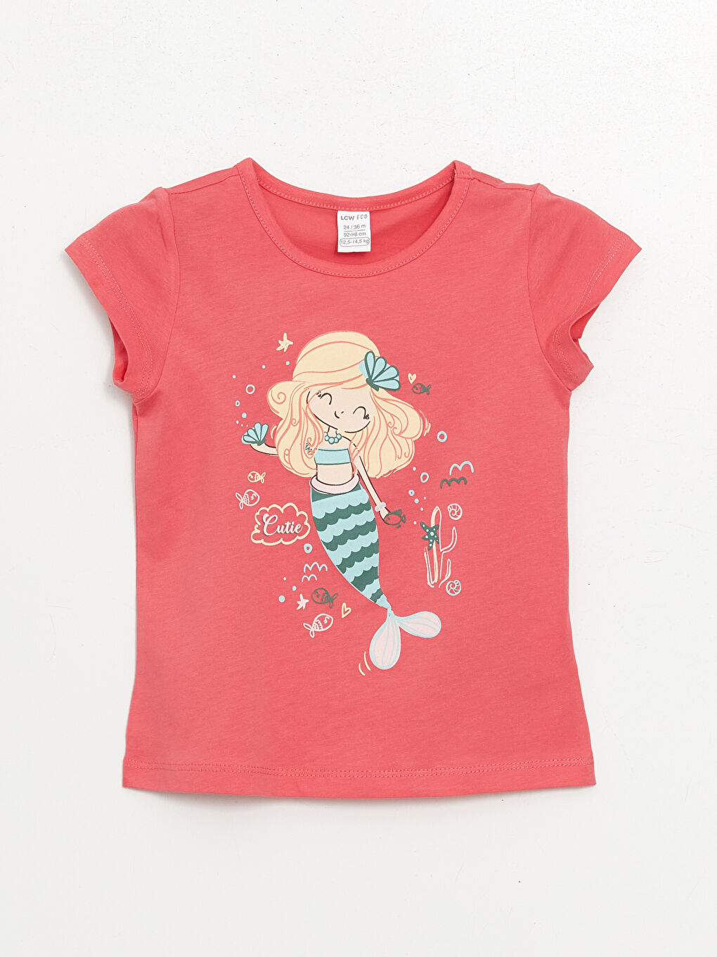 Crew Neck Short Sleeve Printed Baby Girls' T-Shirt