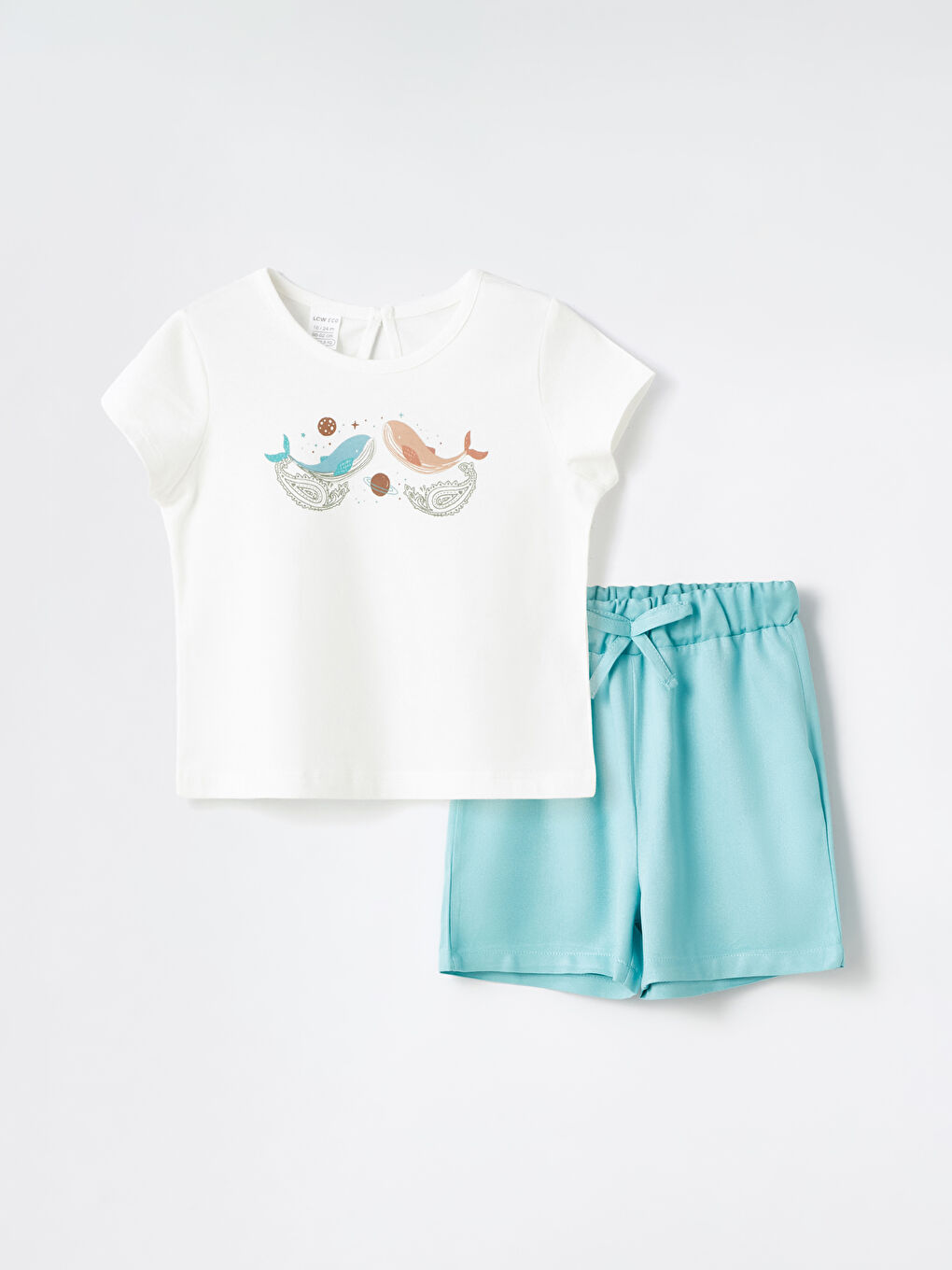 Crew Neck Short Sleeve Printed Baby Girl T-Shirt and Shorts 2-Piece Set -S4JT95Z1-FNT