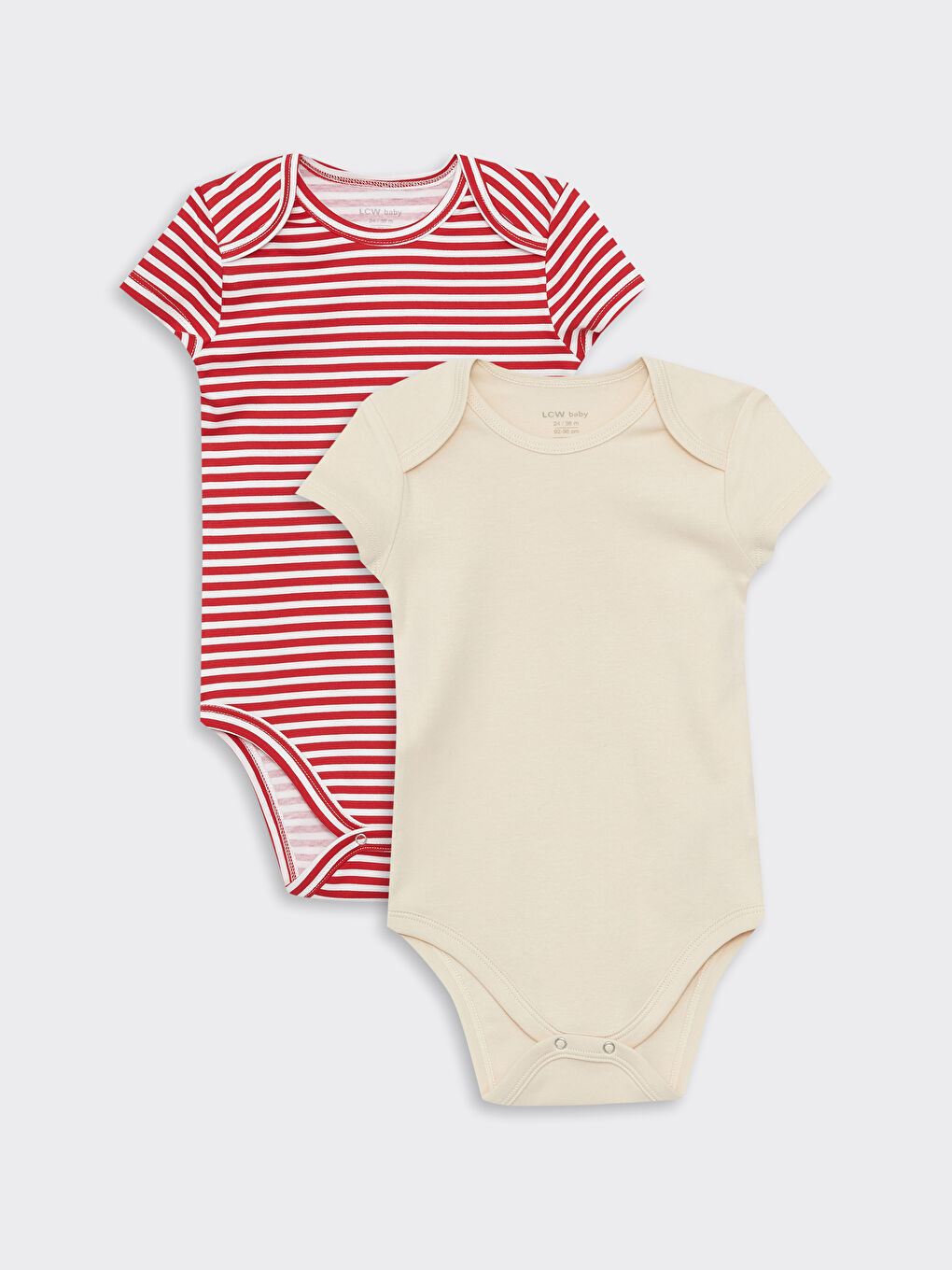 Kırmızı Bisiklet Yaka Kısa Kollu Çizgili Erkek Bebek Çıtçıtlı Body 2'li