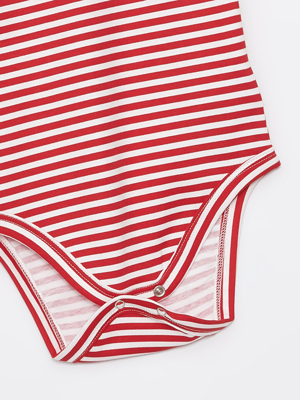 Kırmızı Bisiklet Yaka Kısa Kollu Çizgili Erkek Bebek Çıtçıtlı Body 2'li-2