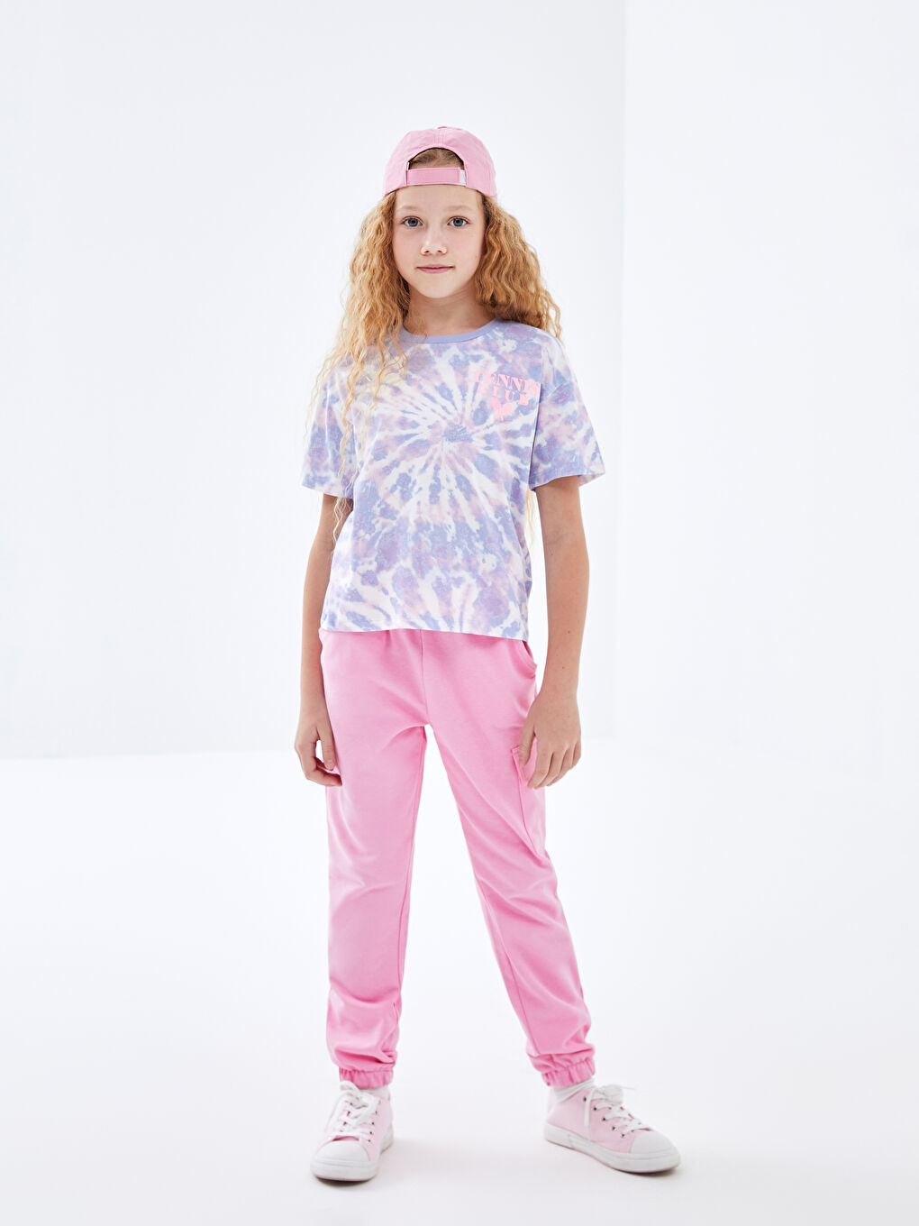 Crew Neck Batik Patterned Girl's Crop T-Shirt -S4JU01Z4-F9C