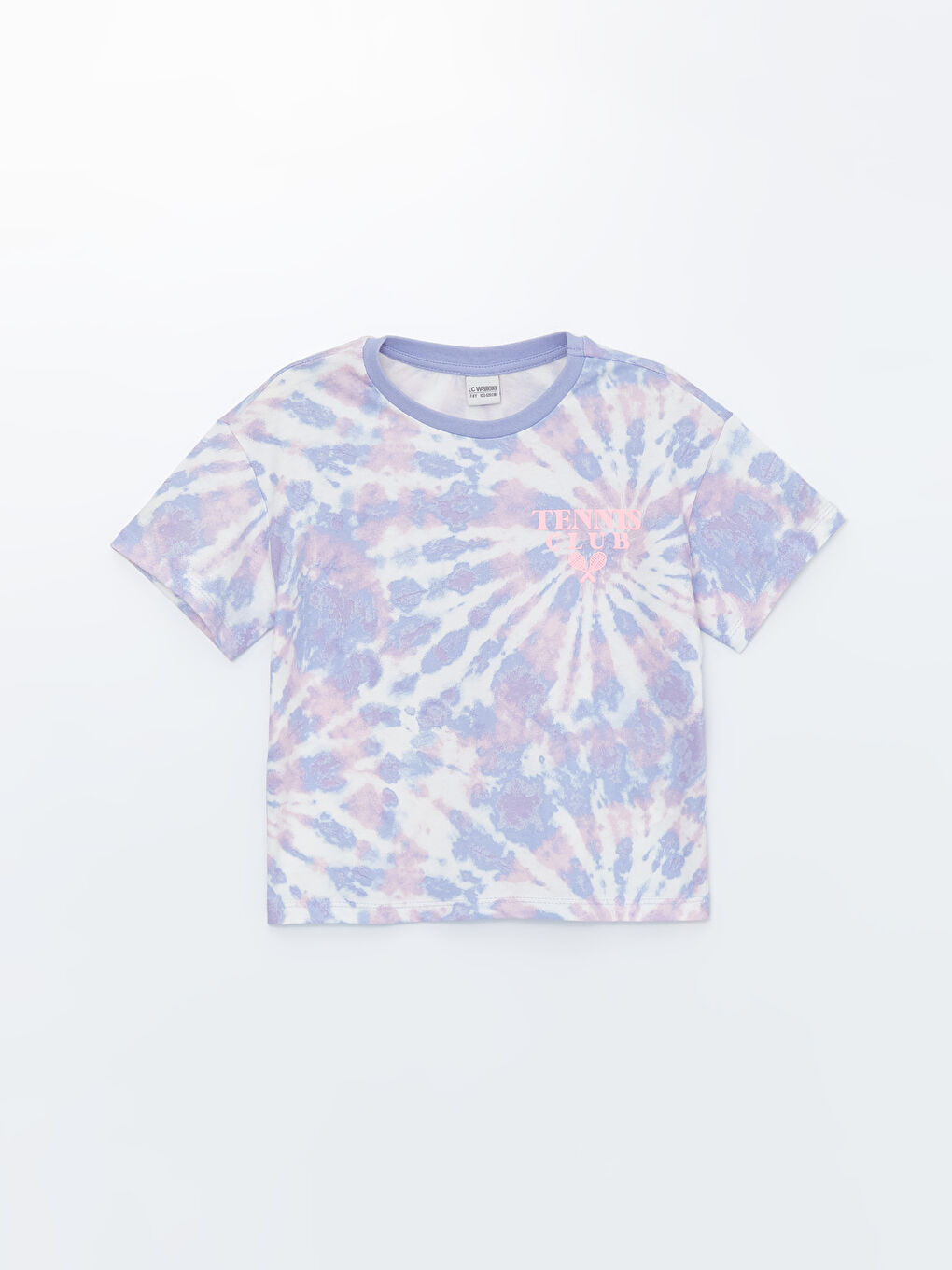 Crew Neck Batik Patterned Girl's Crop T-Shirt -S4JU01Z4-F9C