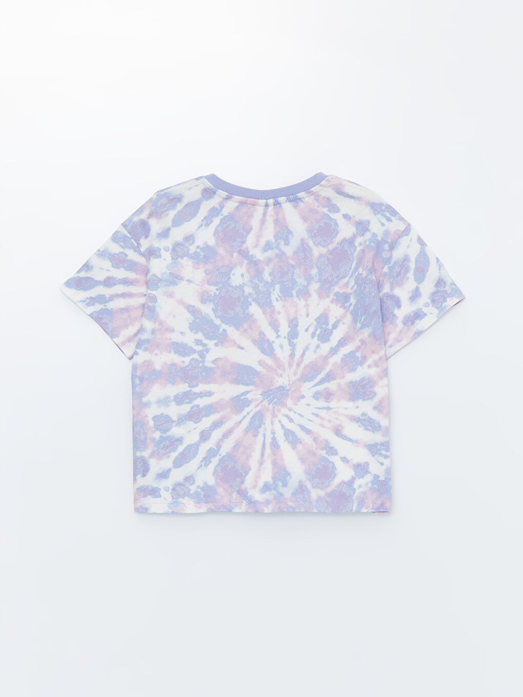 Crew Neck Batik Patterned Girl's Crop T-Shirt -S4JU01Z4-F9C