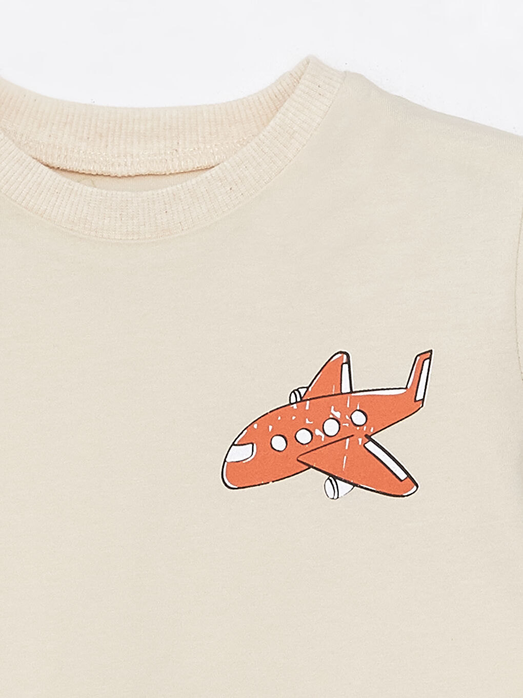 Bej Bisiklet Yaka Kısa Kollu Baskılı Erkek Bebek Tişört ve Şort 2'li Takım-3