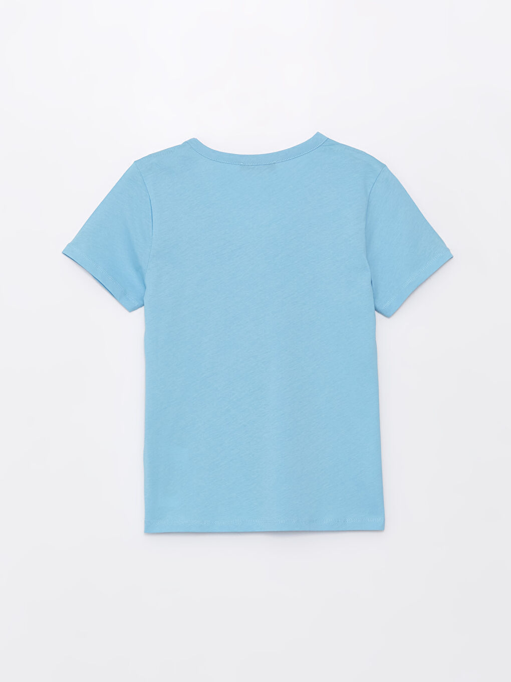 Mavi V Yaka Düz Kısa Kollu Kadın Tişört-6