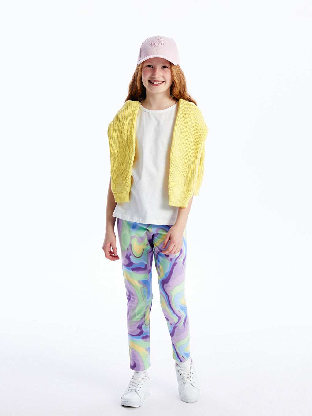 Karışık Beli Lastikli Batik Desenli Kız Çocuk Tayt-1